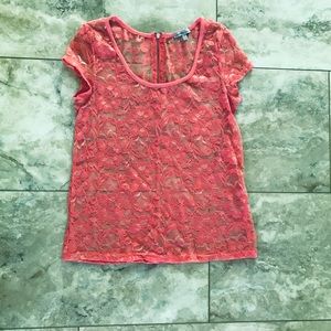 Charlotte Russe Lace Short Sleeve Top